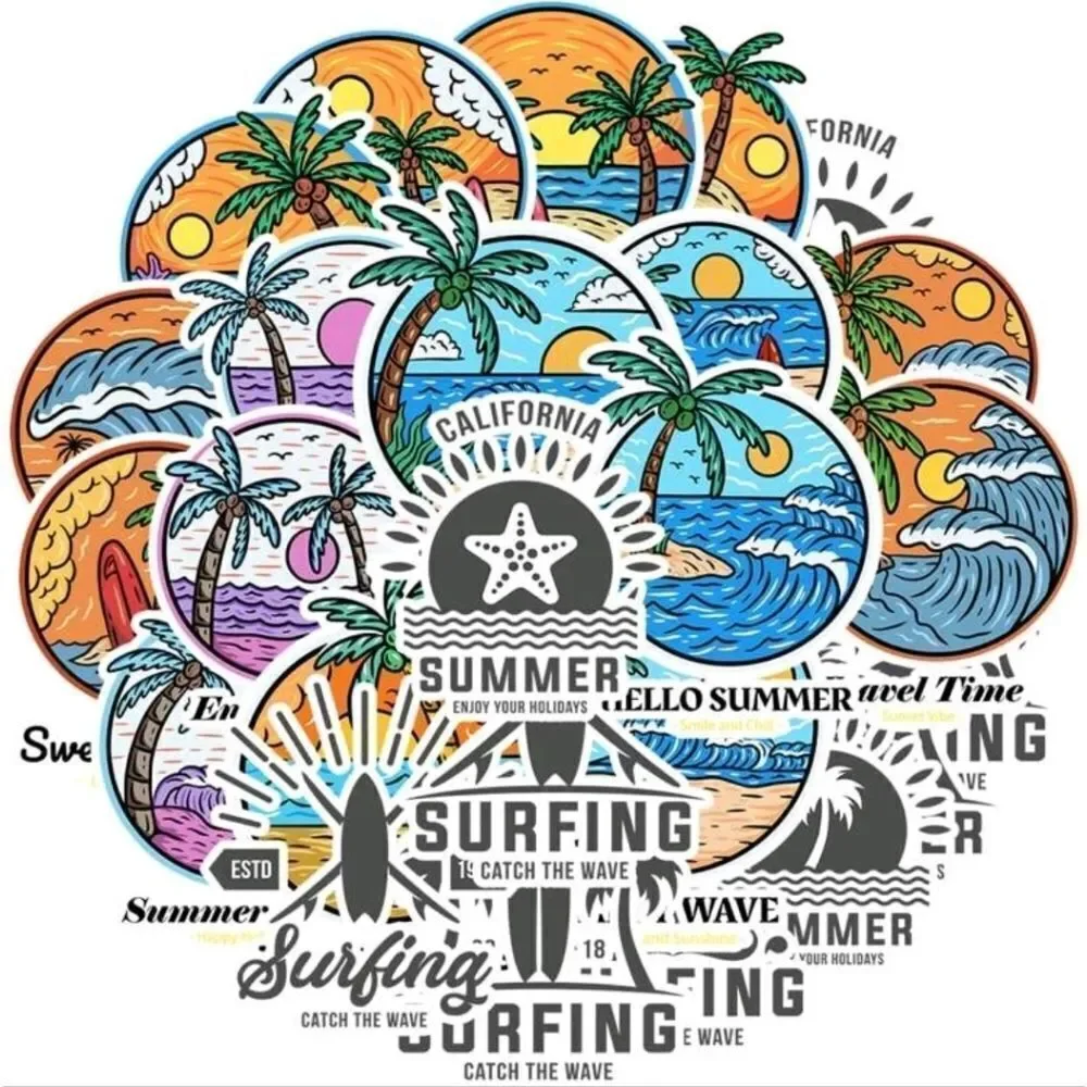 Surfing & Palm Tree Stickers - Picture 2 of 4